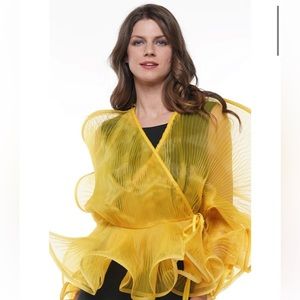 Sheer ruffled wrap top